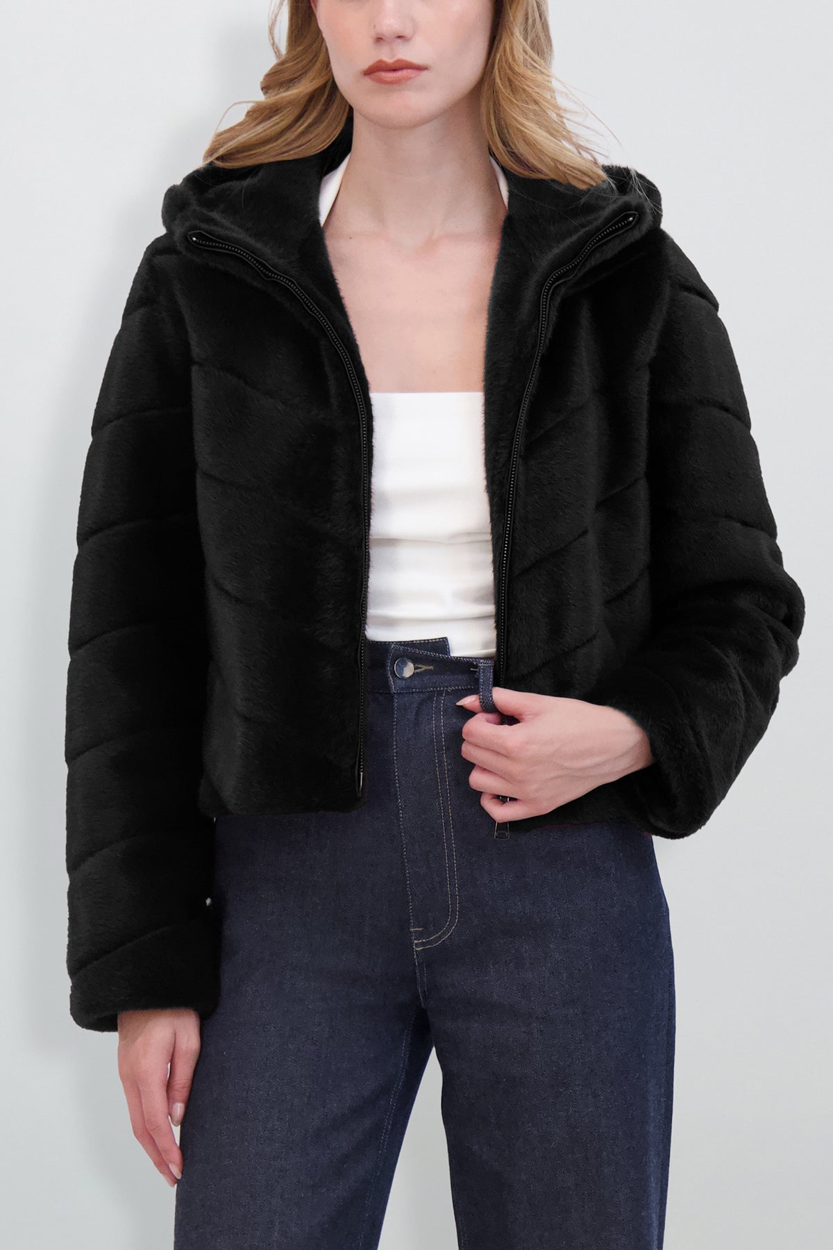 Fur-Free Mink Hooded Jacket