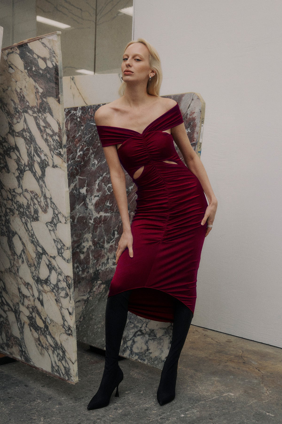 everly off the shoulder dress Amsale Everly Off-the-Shoulder Dress