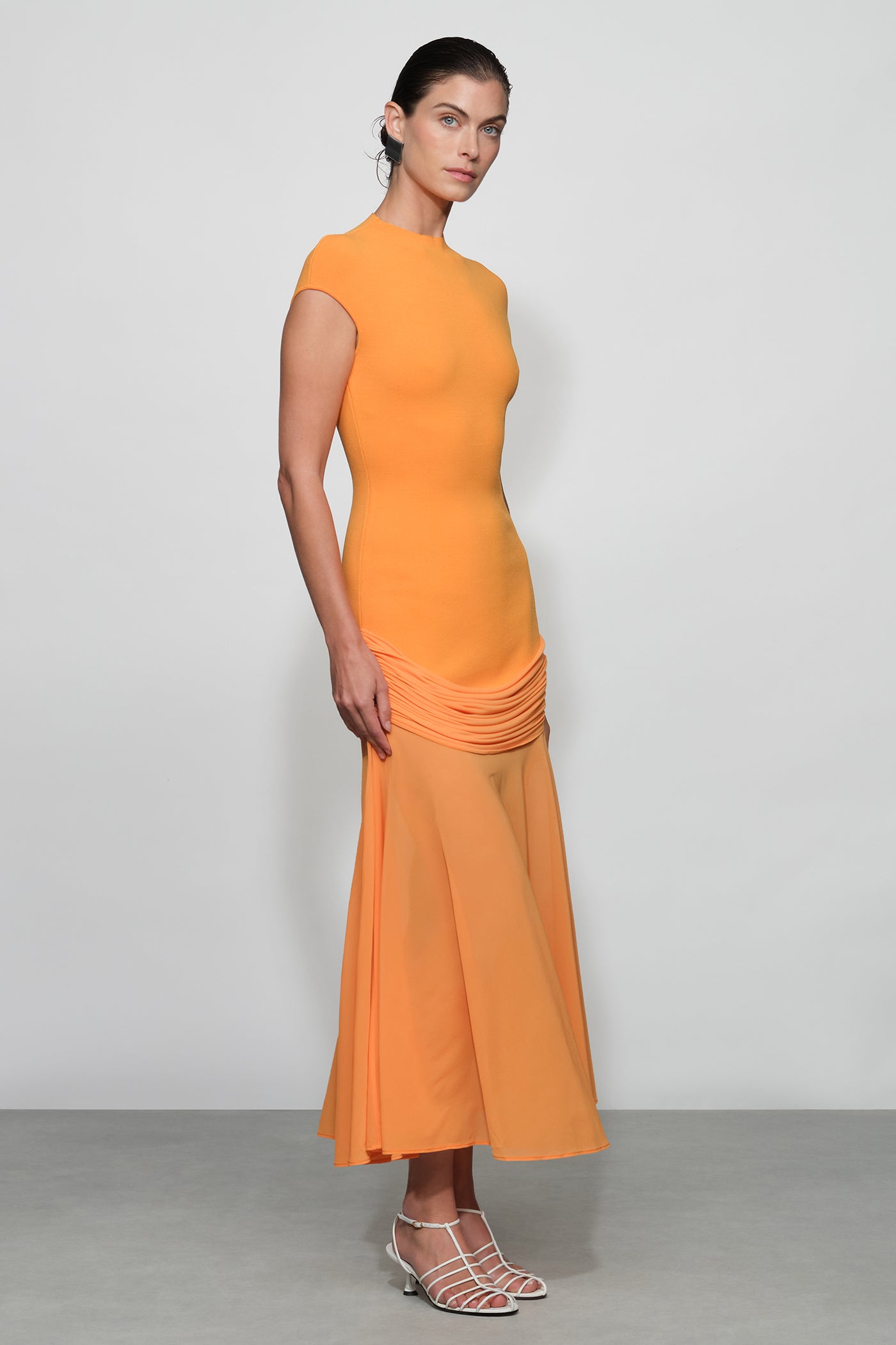 Et Ochs Nola Knit Combo Dress in Tangerine